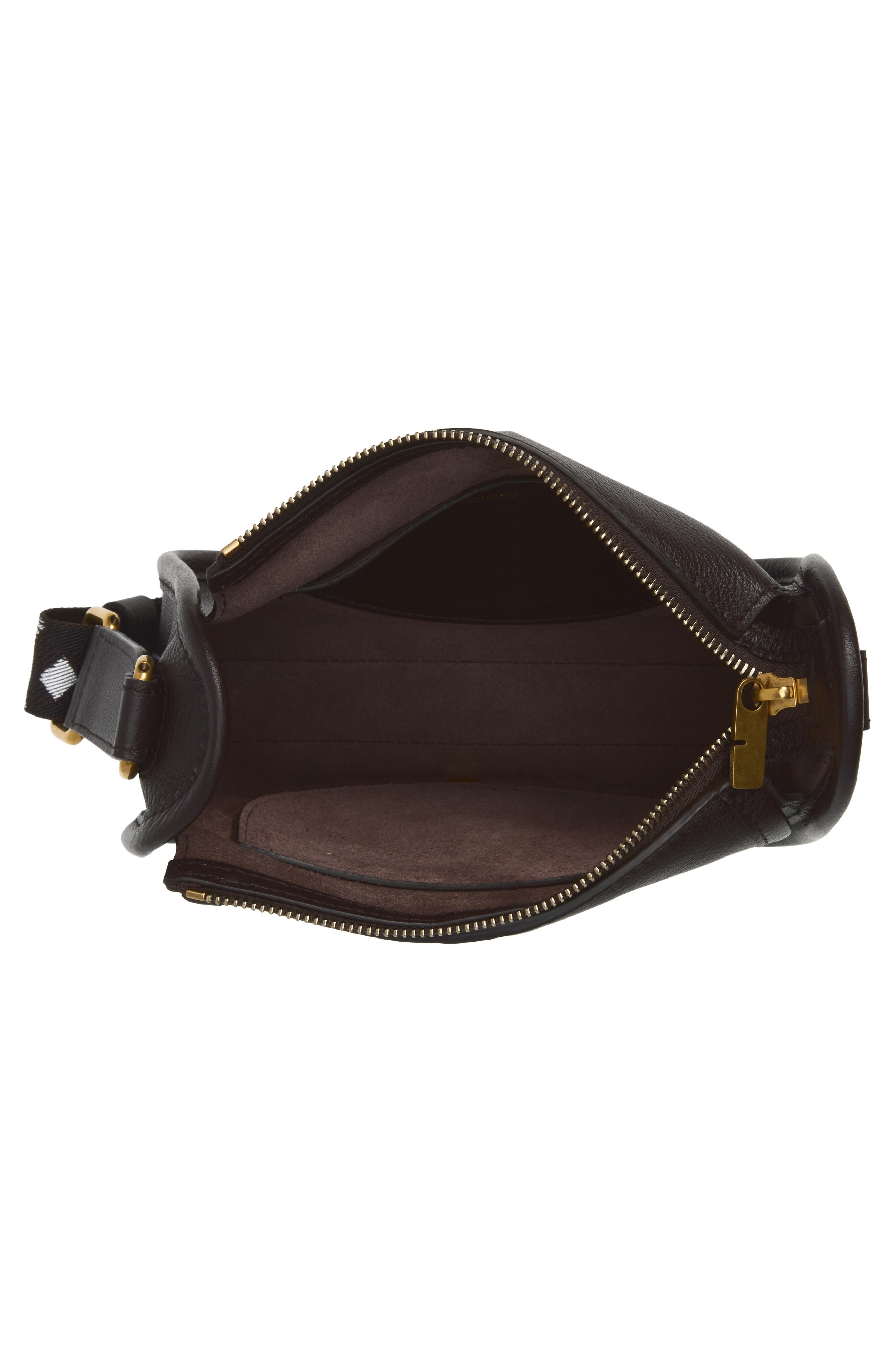 Mini B Clip Leather Messenger Crossbody Bag, Alternate, color, BROWN