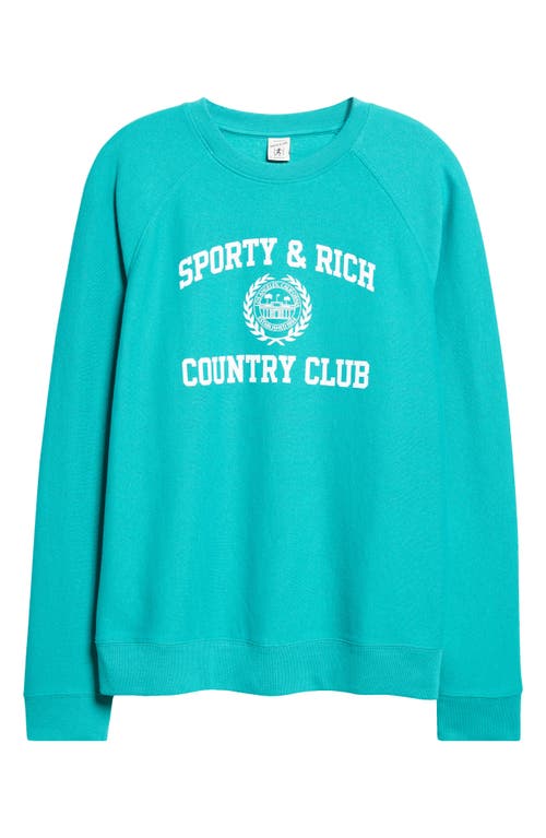 Sporty And Rich Sporty & Rich Varsity Crest Crewneck Graphic Sweatshirt In Green