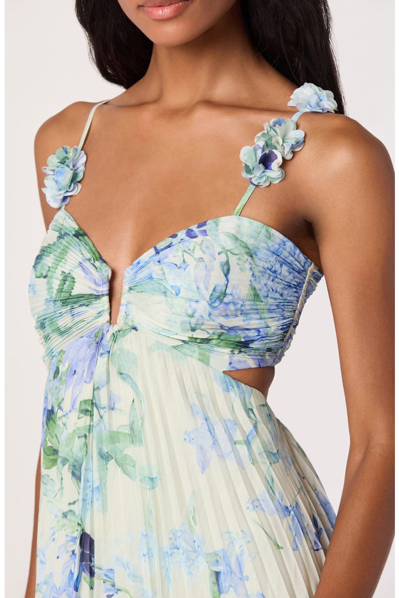 Emese Pleated Maxi Sundress, Alternate, color, GREEN BLUE FLORAL