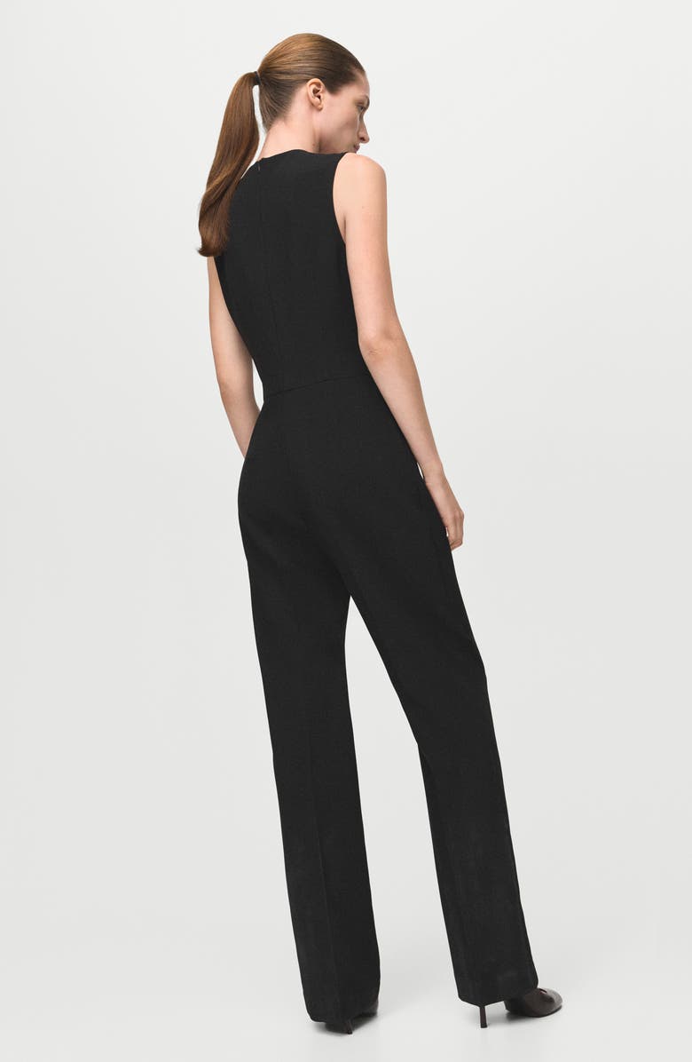 MANGO Sleeveless Stretch Jumpsuit, Alternate, color, Black