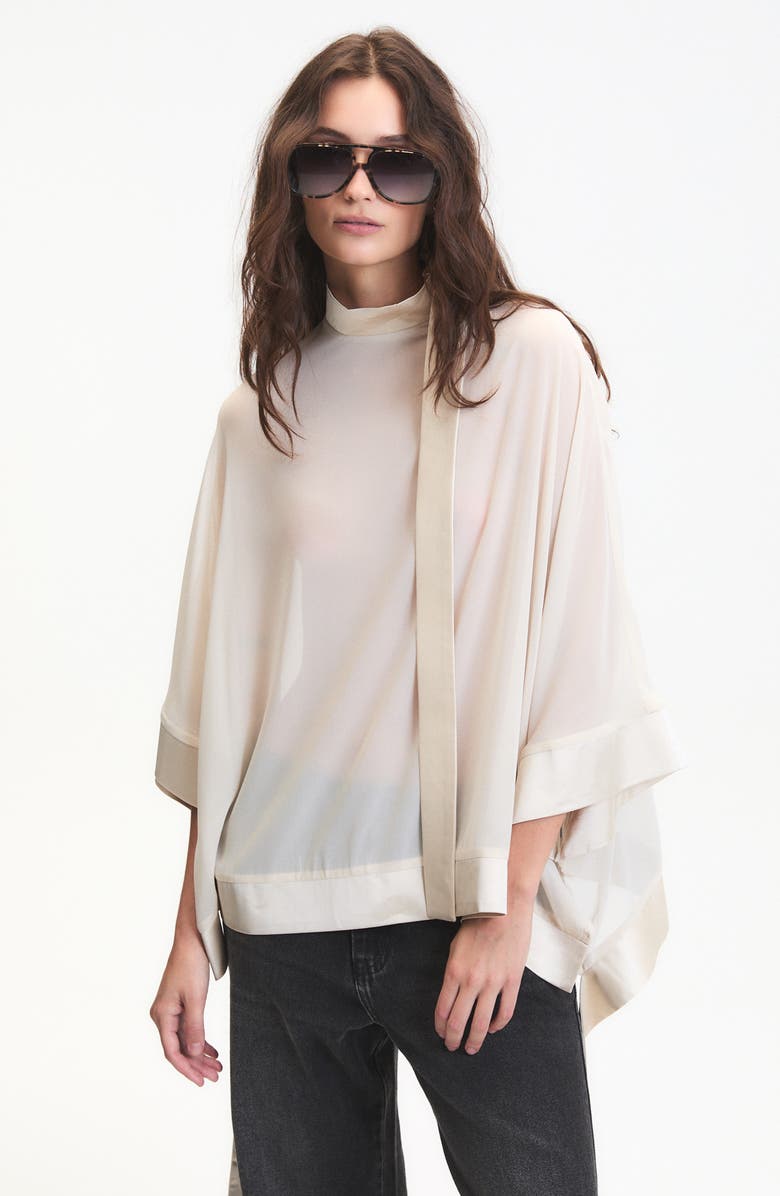 DELUC Carter Sheer Mock Neck Top, Alternate, color, Ecru