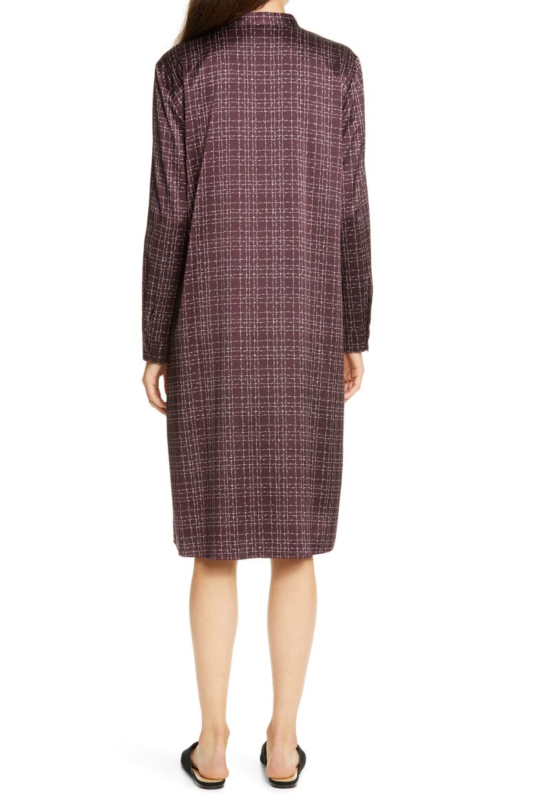 Band Collar Stretch Silk Dress, Alternate, color, CASIS