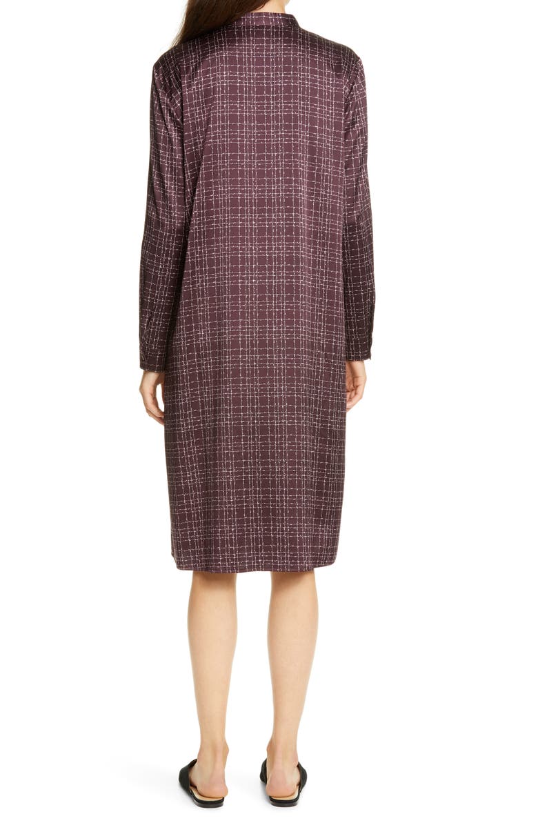 Eileen Fisher Band Collar Stretch Silk Dress, Alternate, color,