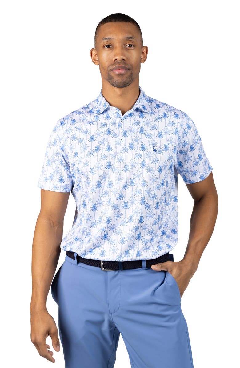 TailorByrd Palm Tree Print Polo, Alternate, color, White