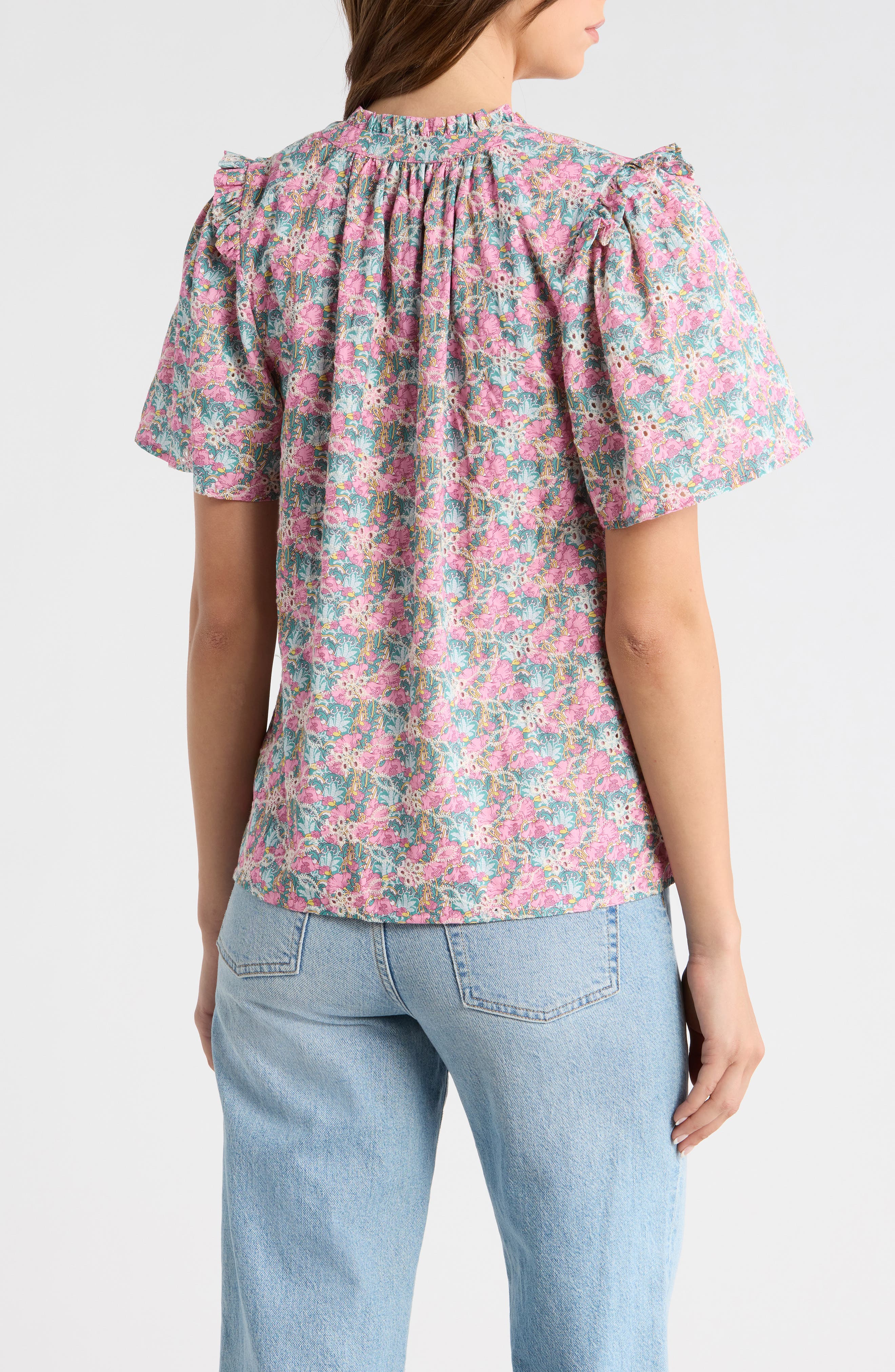 Gemalee Eyelet Mei Split Neck Top - image 2