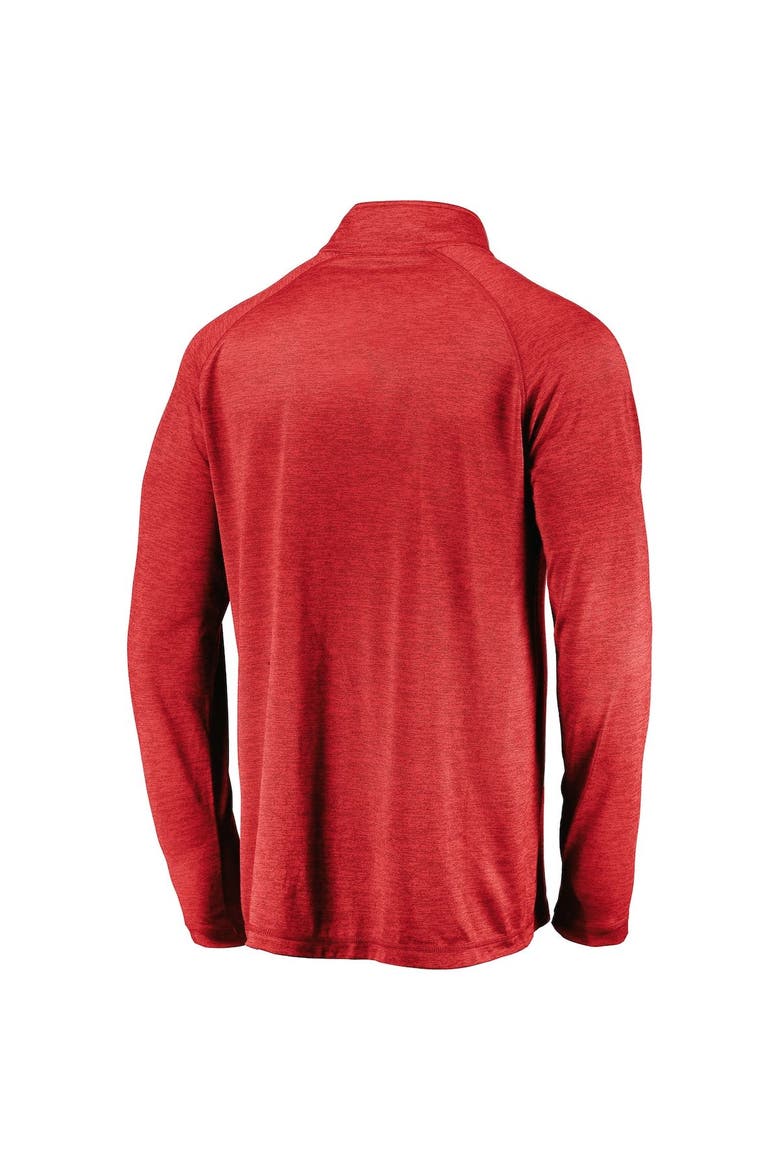 Men's Fanatics Branded Red Washington Nationals Iconic Striated Primary Logo Raglan Quarter-Zip Pullover Jacket, Alternate, color, Red
