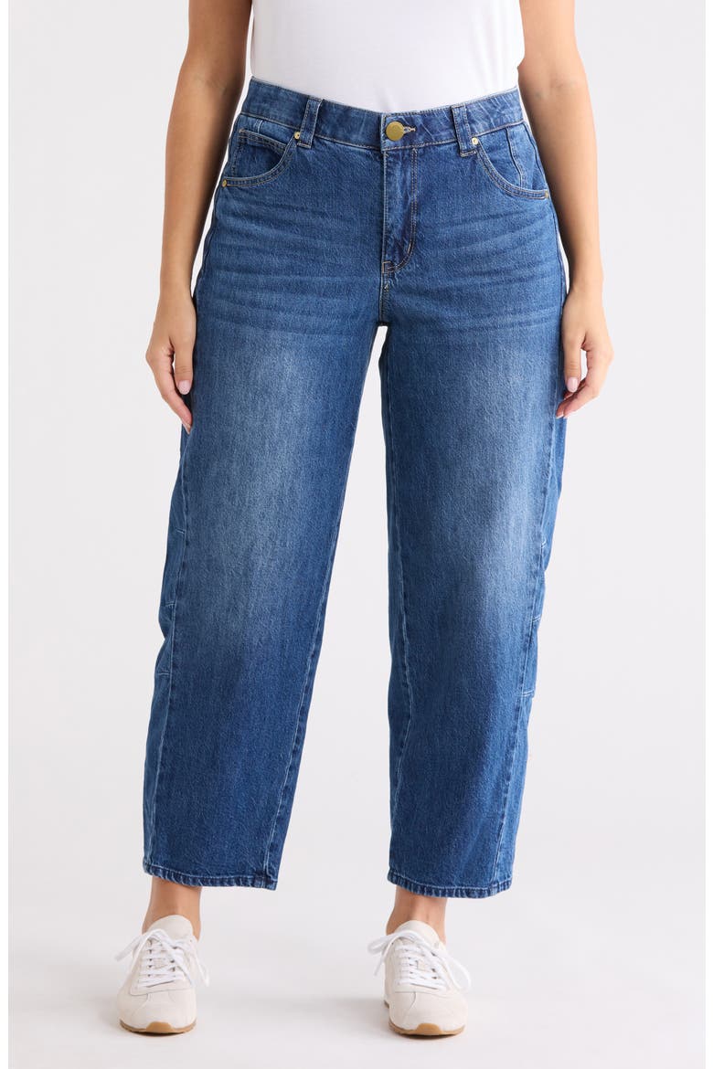 'Ab'Solution High Waist Ankle Barely Barrel Jeans, Main, color, BLUE