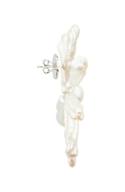 Simone Rocha Blooming Flower Baroque Pearl Earrings In White