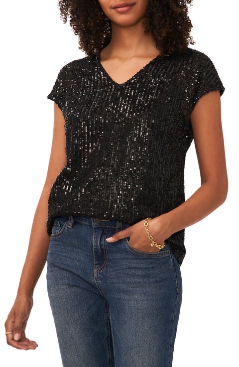Sequin Cap Sleeve Top