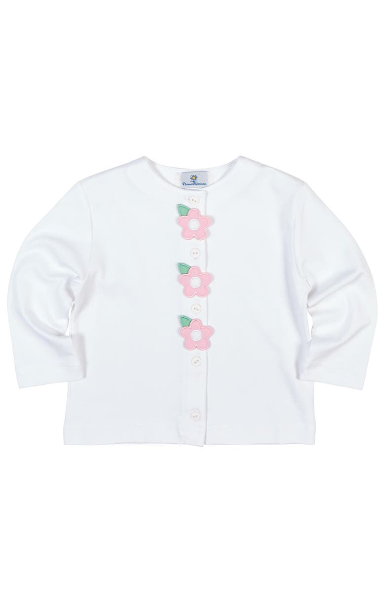 Florence Eiseman White Knit Cardigan With Flowers, Main, color, White