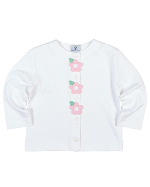 White Knit Cardigan With Flowers (Baby)