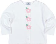 Florence Eiseman White Knit Cardigan With Flowers