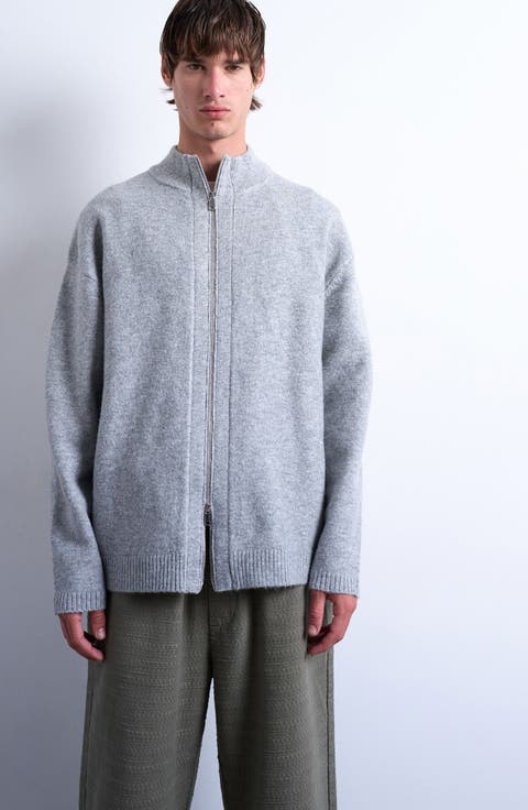 Mock Neck Zip Cardigan