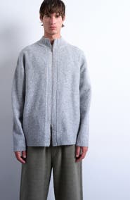 Topman Mock Neck Zip Cardigan
