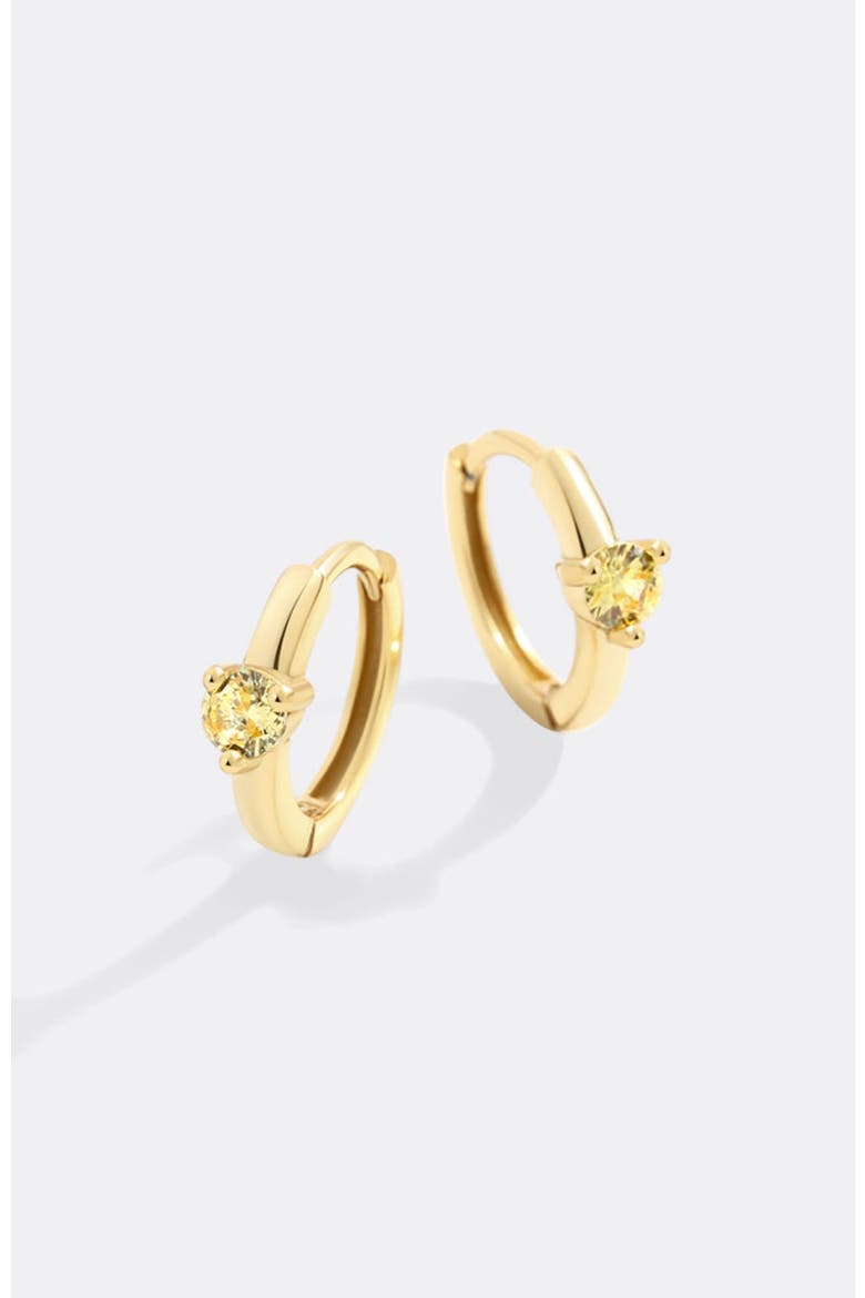 Solitaire Birthstone Huggie Hoop Earrings, Main, color, November Citrine