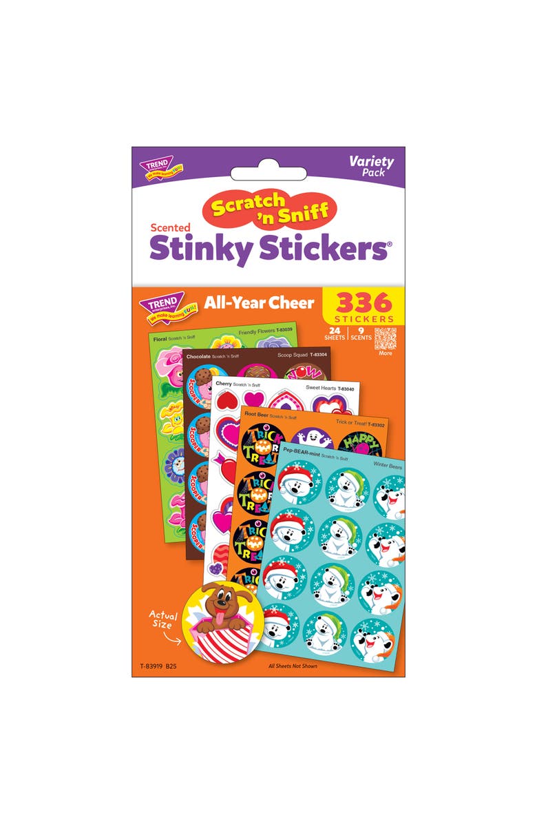 TREND Scratch N Sniff All Year Cheer 336 Count Scented Stickers, Main, color, Multicolored
