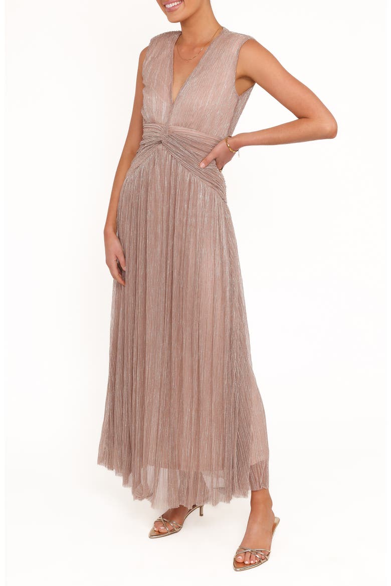 Cara Metallic Maxi Dress, Alternate, color, ROSE GOLD