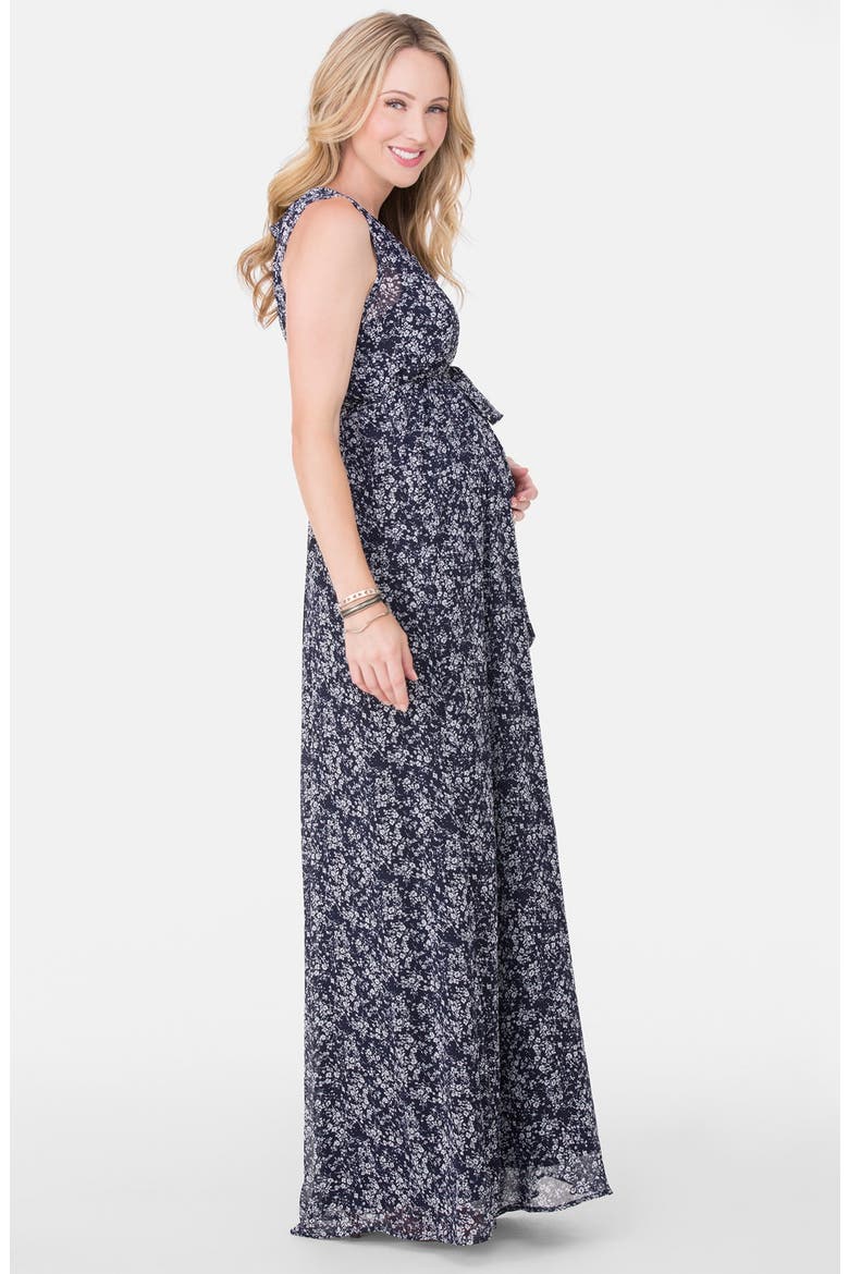 Ingrid & Isabel® Floral Print Maternity Maxi Dress, Alternate, color, NAVY DITSY FLORAL
