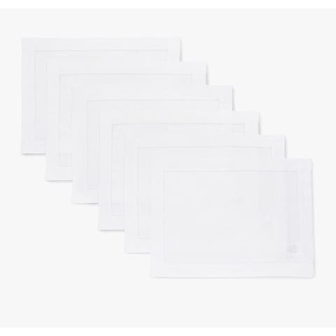 Linen Placemats Set of 4, 14 x 19" - Classic Hemstitch