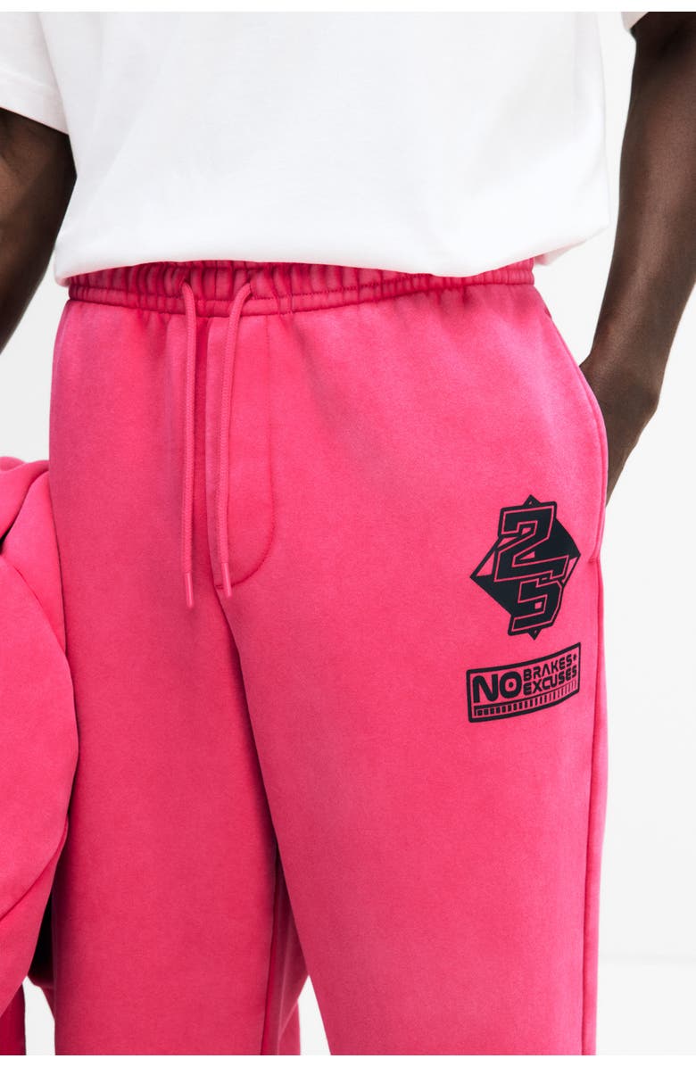 H&M Relaxed Fit Print-motif Sweatpants, Alternate, color, Cerise