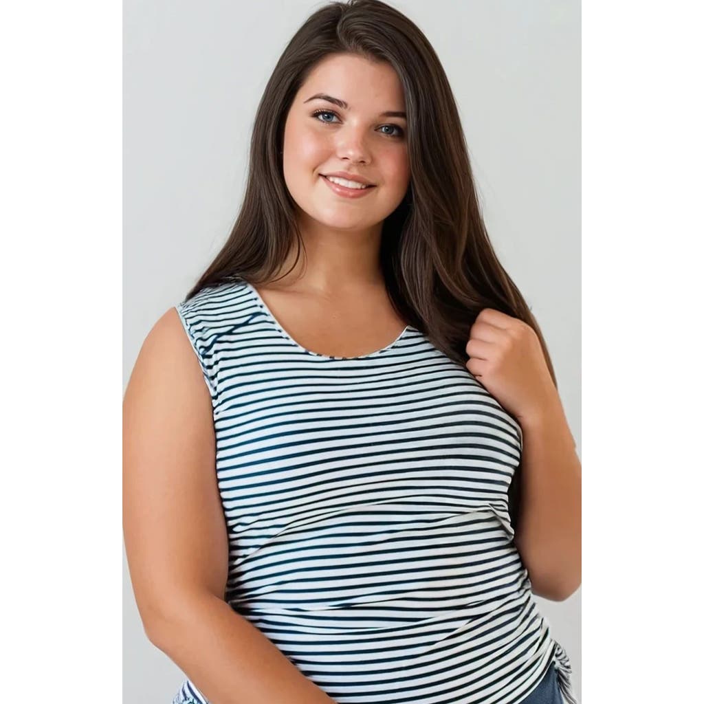 Calypsa Plus Size Closed Back Maya Swim Top In Multi