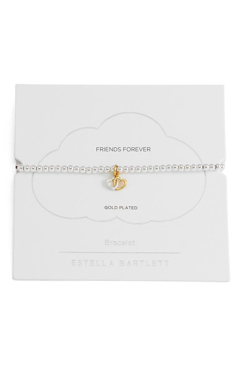 Sienna Double Heart Beaded Stretch Bracelet, Main, color, GOLD AND SILVER