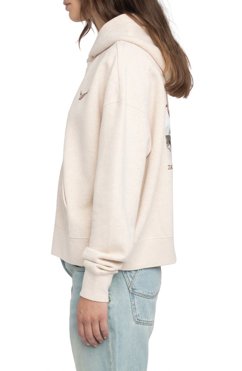 Zadig & Voltaire Mia Strass Front Zip Hoodie, Alternate, color, 