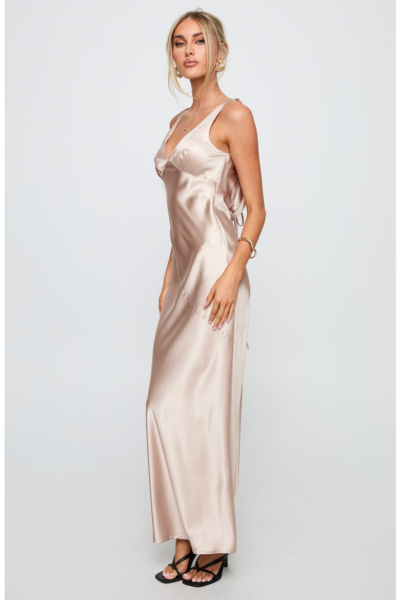 Northern Star Open Back Satin Gown, Alternate, color, CHAMPAGNE