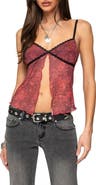EDIKTED Lace Trim Split Front Camisole