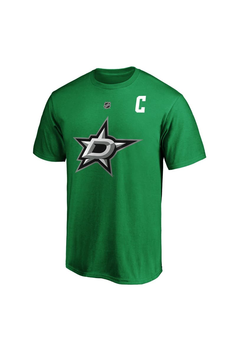 FANATICS Men's Fanatics Branded Jamie Benn Kelly Green Dallas Stars Authentic Stack Name & Number T-Shirt, Alternate, color, Kelly Green