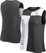 FANATICS Women's Fanatics Branded Black/White Pittsburgh Steelers Script Color Block Tank Top