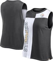 FANATICS Women's Fanatics Branded Black/White Pittsburgh Steelers Script Color Block Tank Top