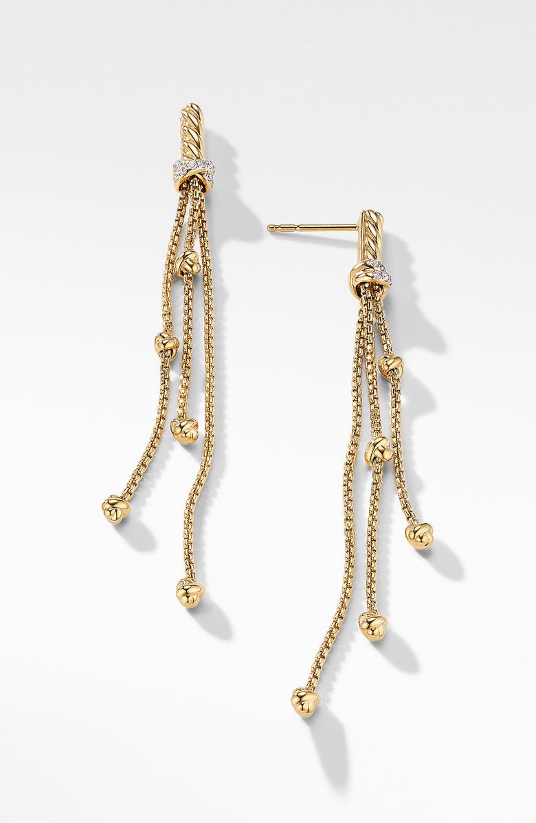 David Yurman Petite Helena Chain Drop Earrings in 18K Yellow Gold with Diamonds, Alternate, color, Diamond/ Yellow Gold