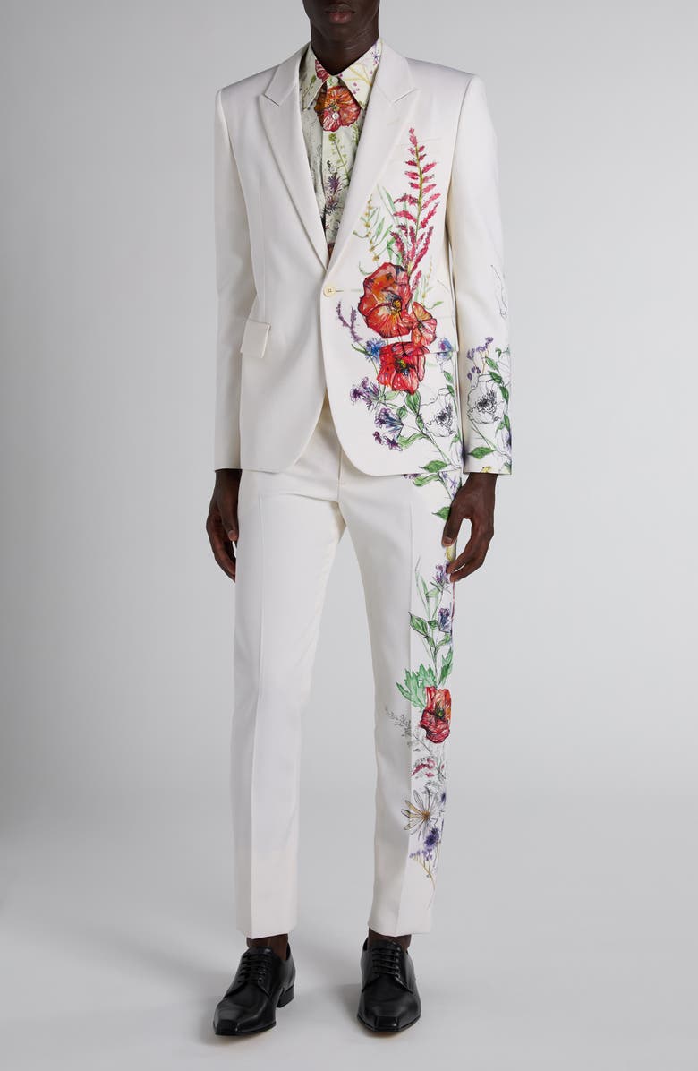 McQueen Floral Shop Button-Up Shirt, Alternate, color, White Multicolour