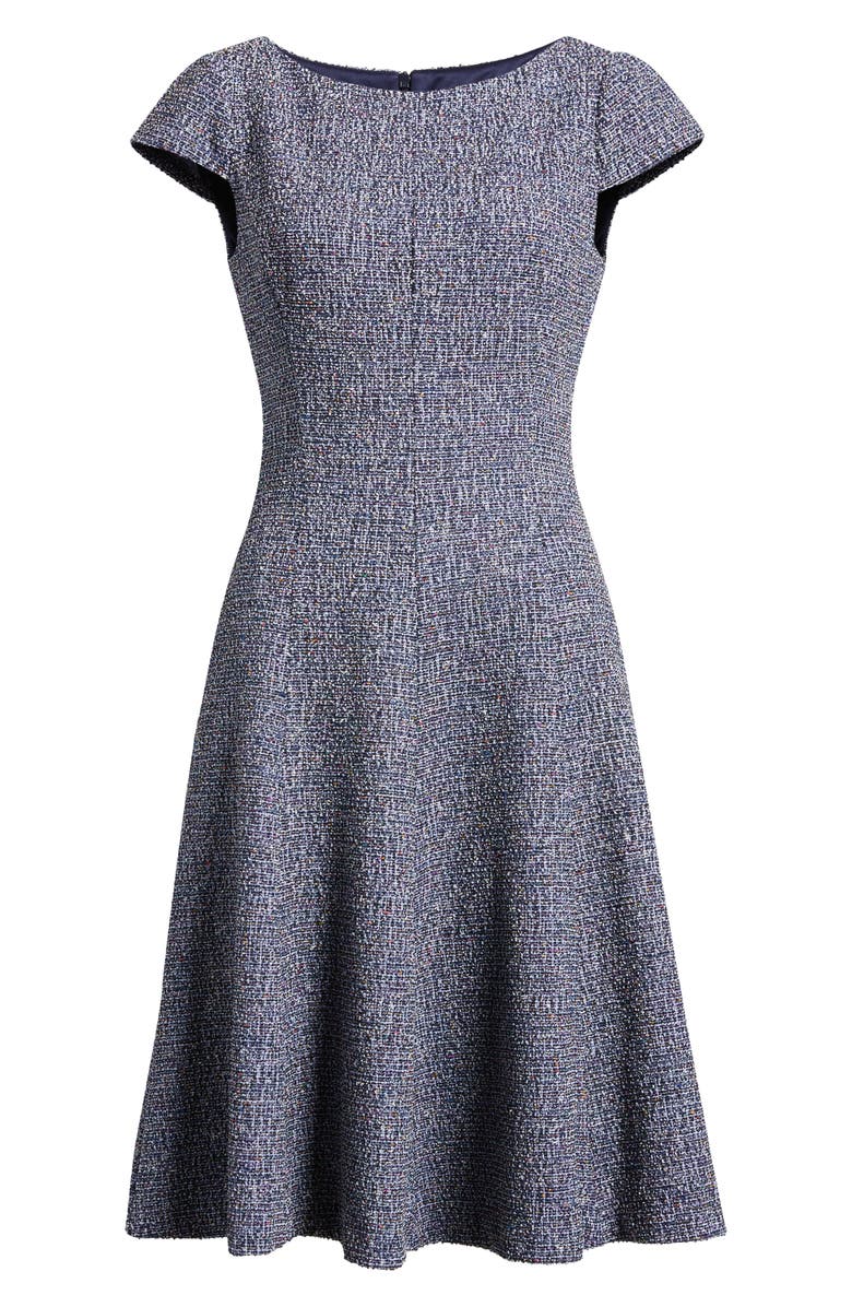 Eliza J Cap Sleeve Tweed Fit & Flare Dress, Alternate, color,