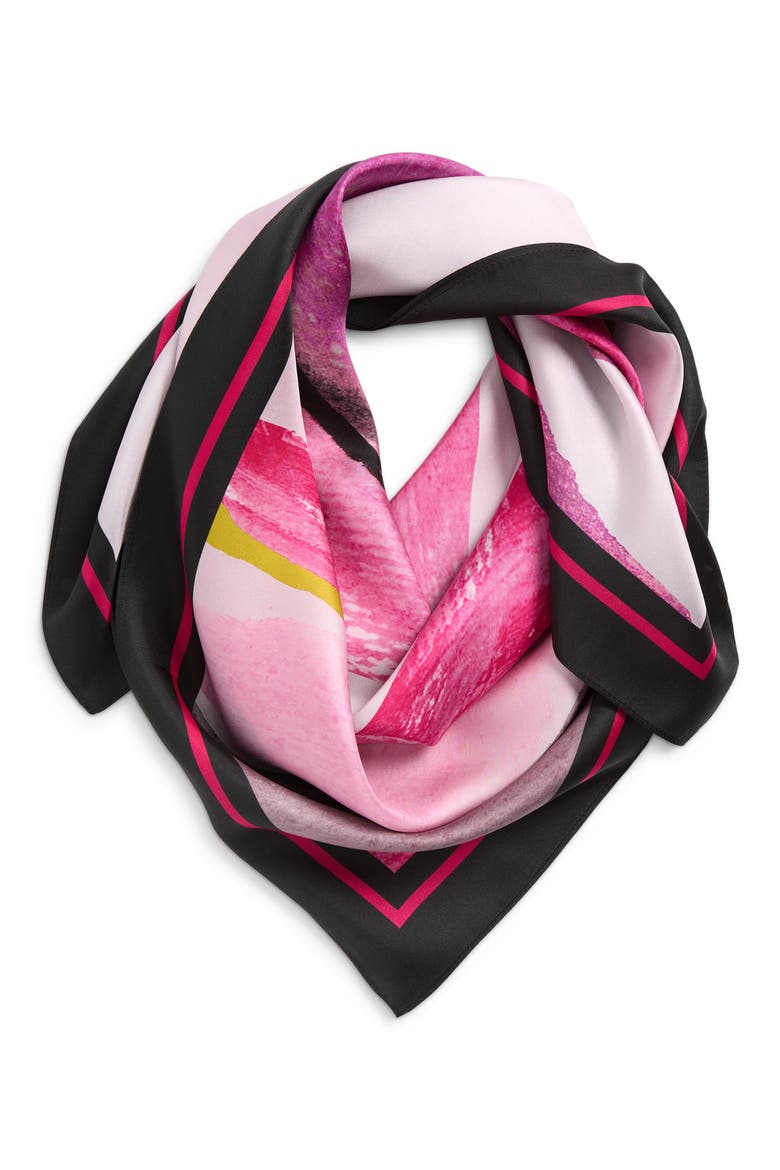 Printed Square Silk Scarf, Alternate, color, MUSTARD WATERCOLOR