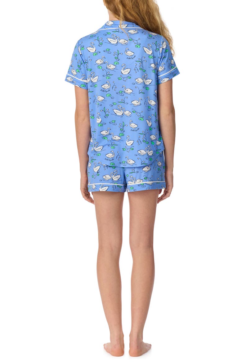 Print Short Sleeve Pajamas, Alternate, color, BLUE/ WHITE