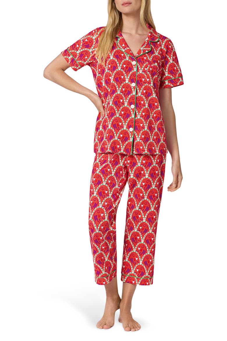 Print Short Sleeve Pajamas, Main, color, MONKEYING AROUND