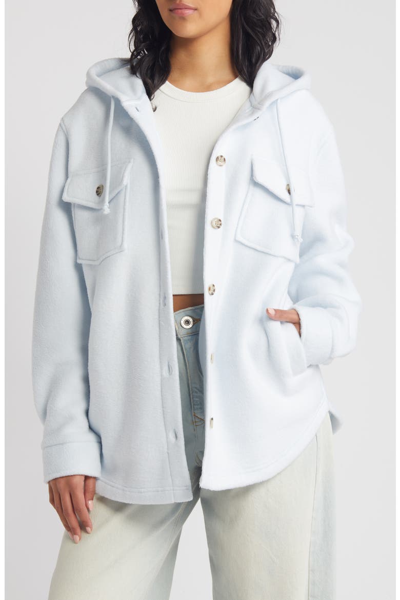 Hooded Fleece Shacket, Main, color, GRAY DAWN