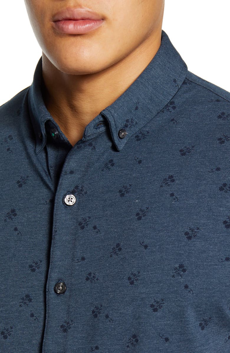 Linksoul Anza Floral Print Short Sleeve Knit Button-Down Shirt, Alternate, color,