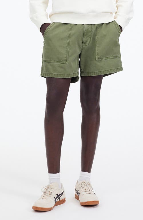 Madewell Fatigue Garment Dyed Cotton Twill Shorts In Palm Tree