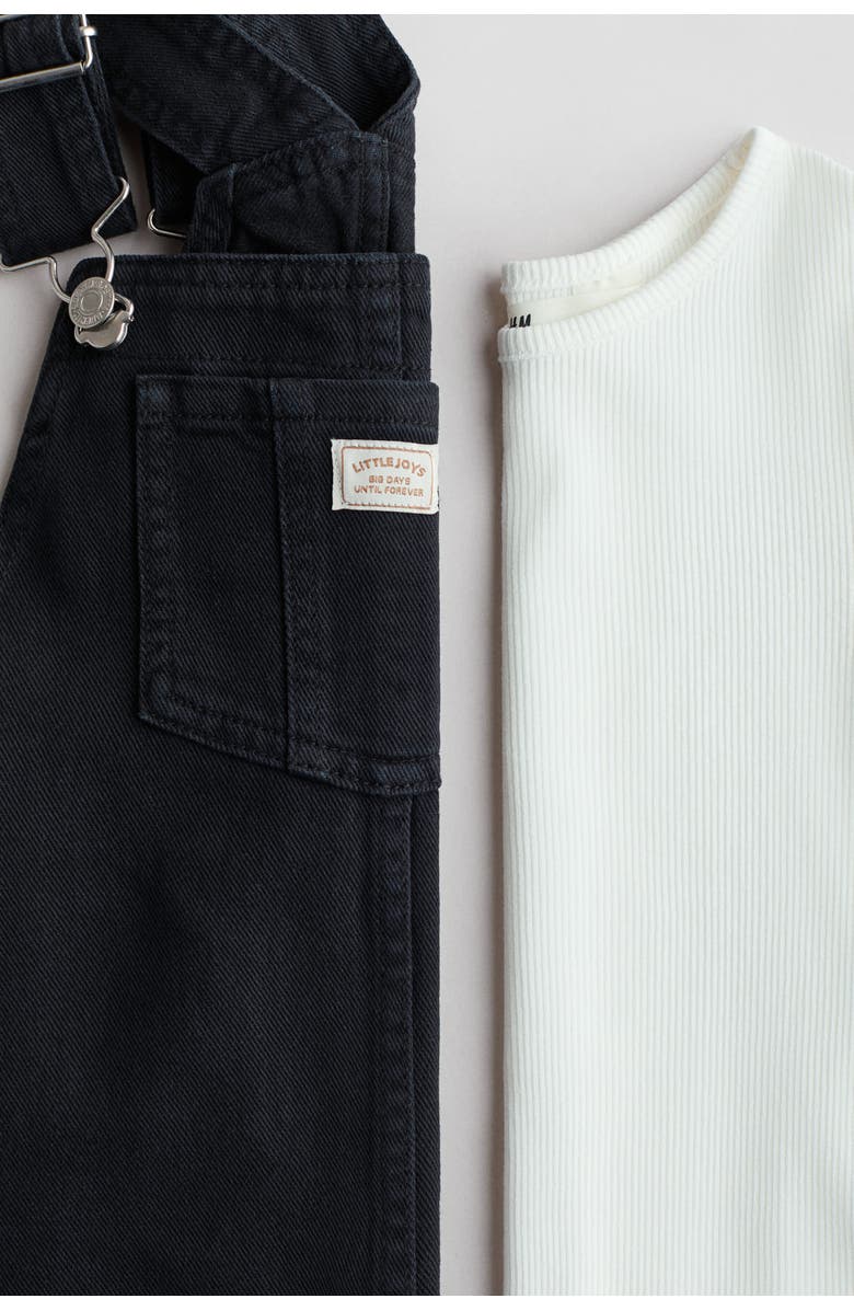 H&M 2-piece cotton set, Alternate, color, Black/Cream