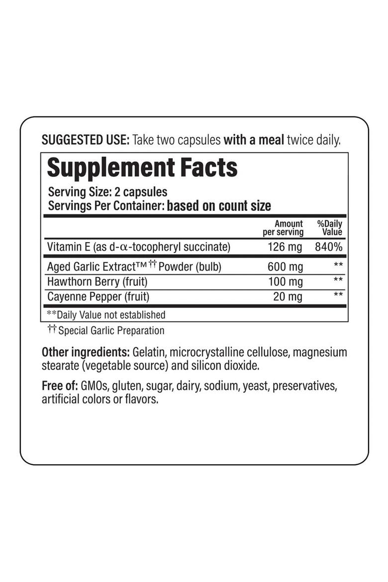 Garlic Extract Supplement for Cardiovascular and Circulation Health Support 100 capsules(50 servings), Alternate, color, None
