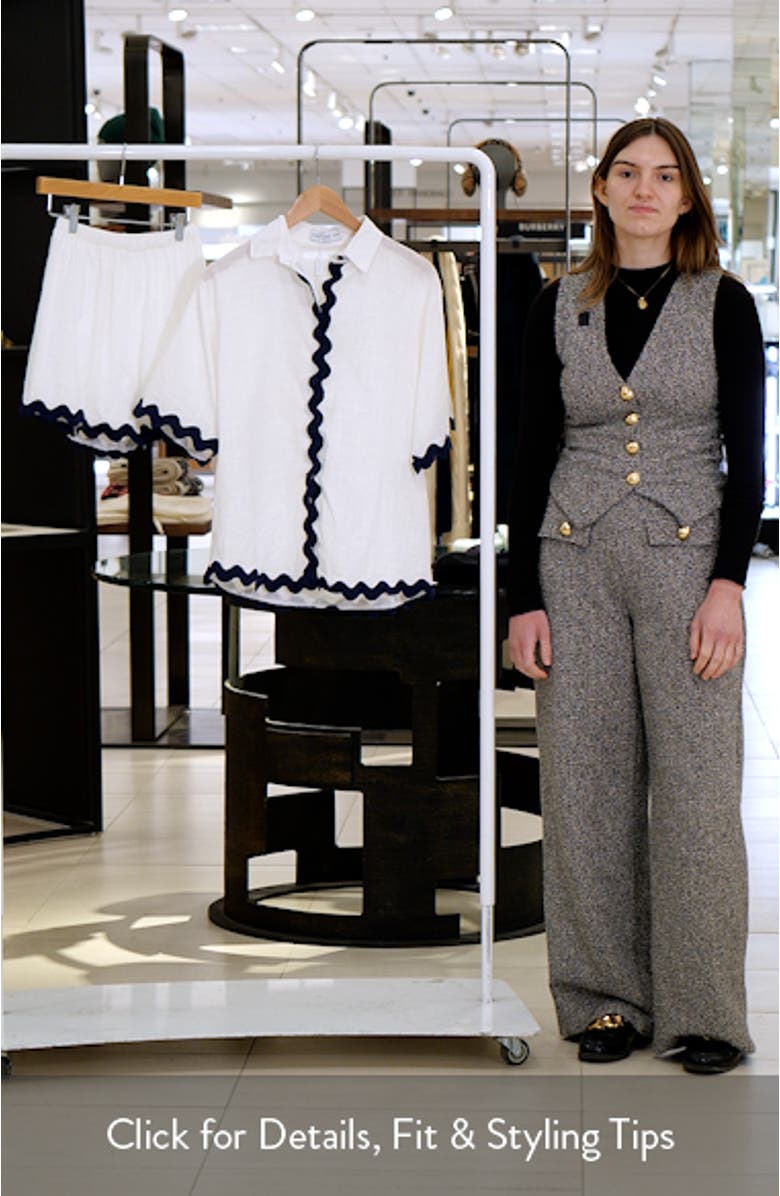 Wilson Rickrack Trim Oversize Cotton Button-Up Top & Shorts Set, sales video thumbnail