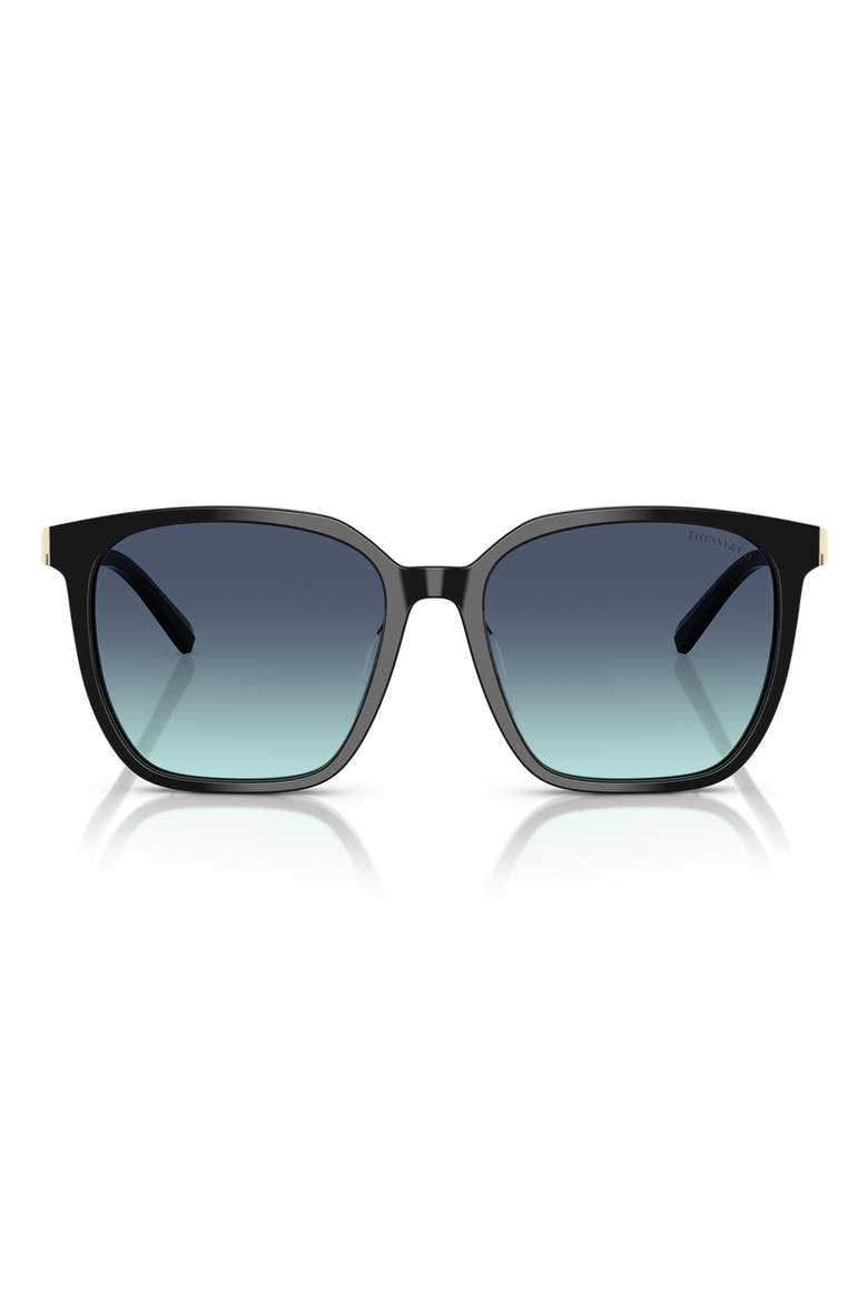 56mm Gradient Square Sunglasses, Main, color, BLACK / AZURE GRADIENT BLUE