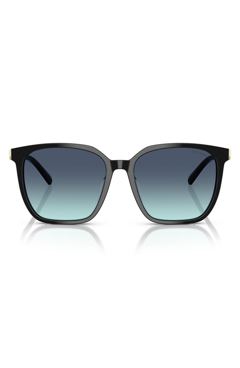 Tiffany & Co. 56mm Gradient Square Sunglasses, Main, color, Black / Azure Gradient Blue