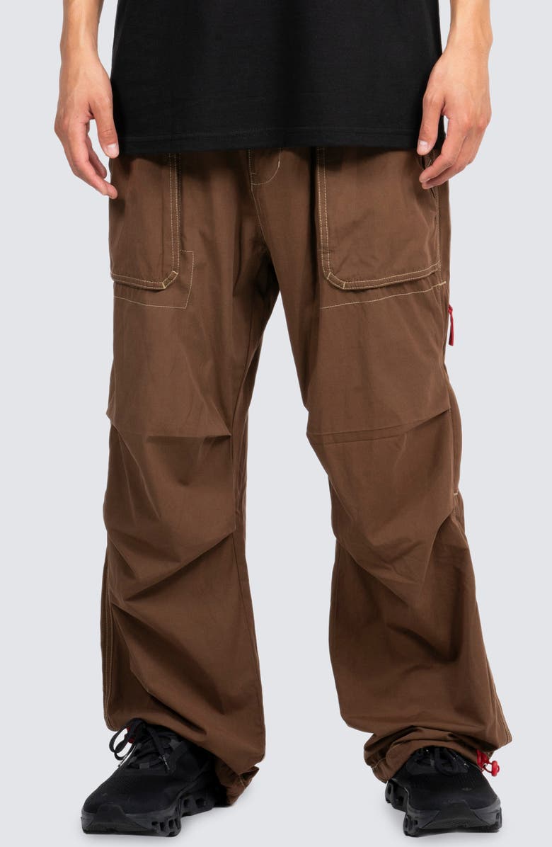 PLEASURES Public Parachute Utility Pants, Main, color, Brown
