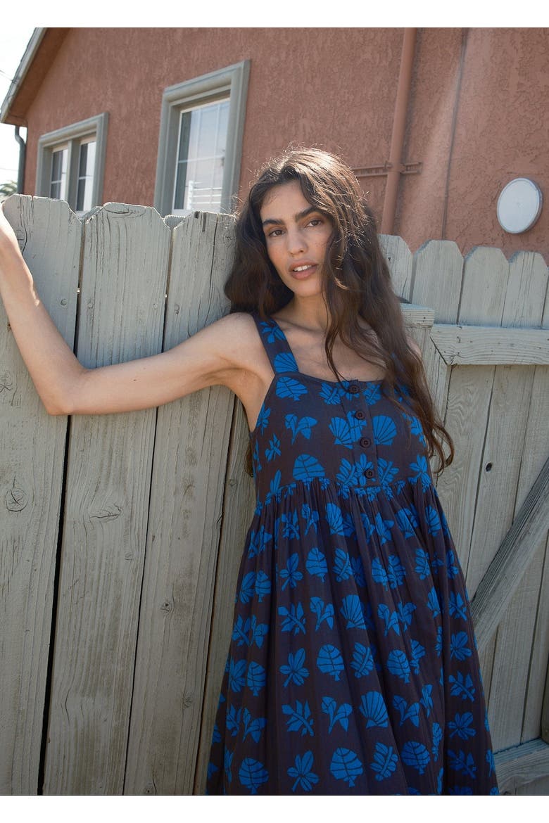 Gabby Button-up Ankle Length Dress, Alternate, color, Java