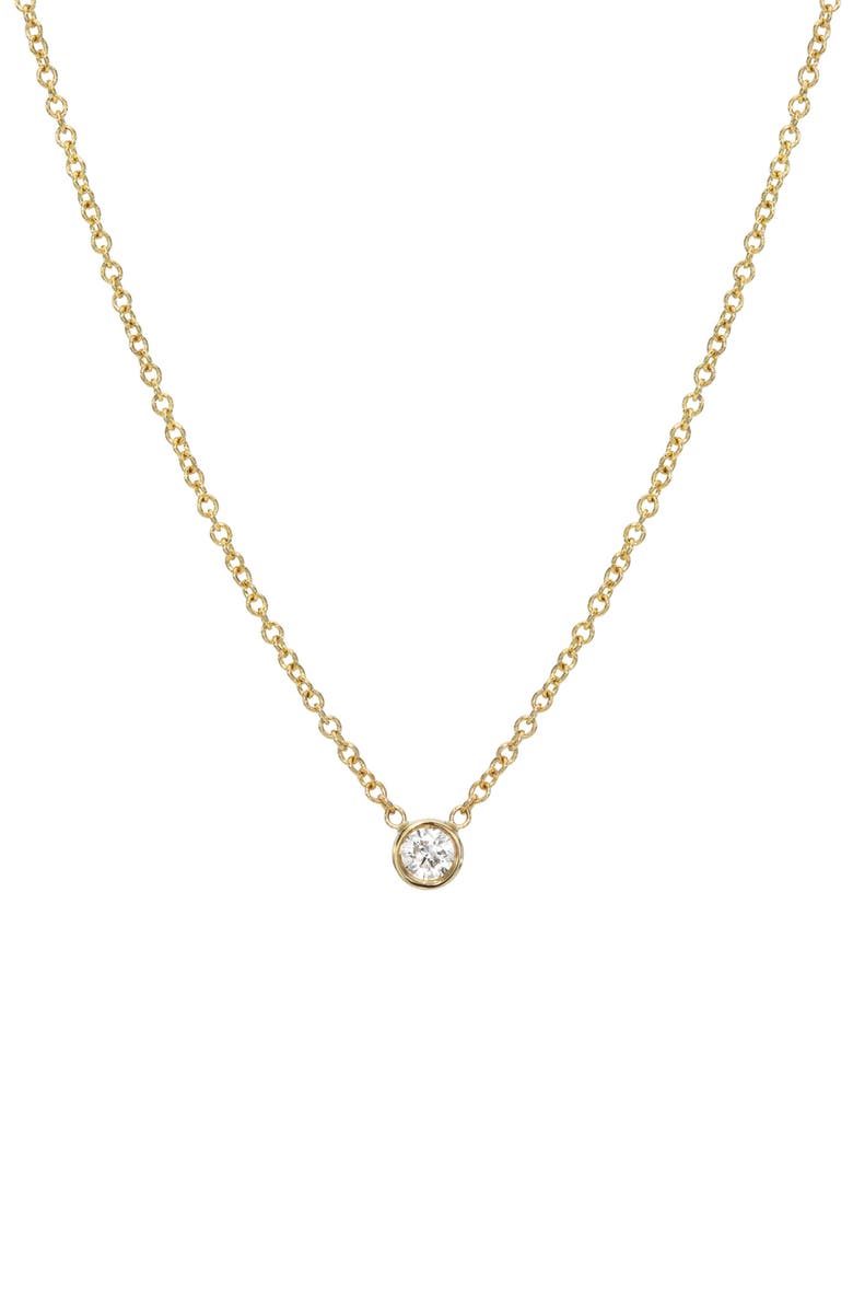 Zoe Lev Small Bezel Diamond Solitaire Necklace, Main, color, Yellow Gold