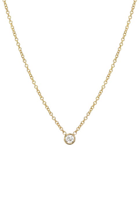 Small Bezel Diamond Solitaire Necklace